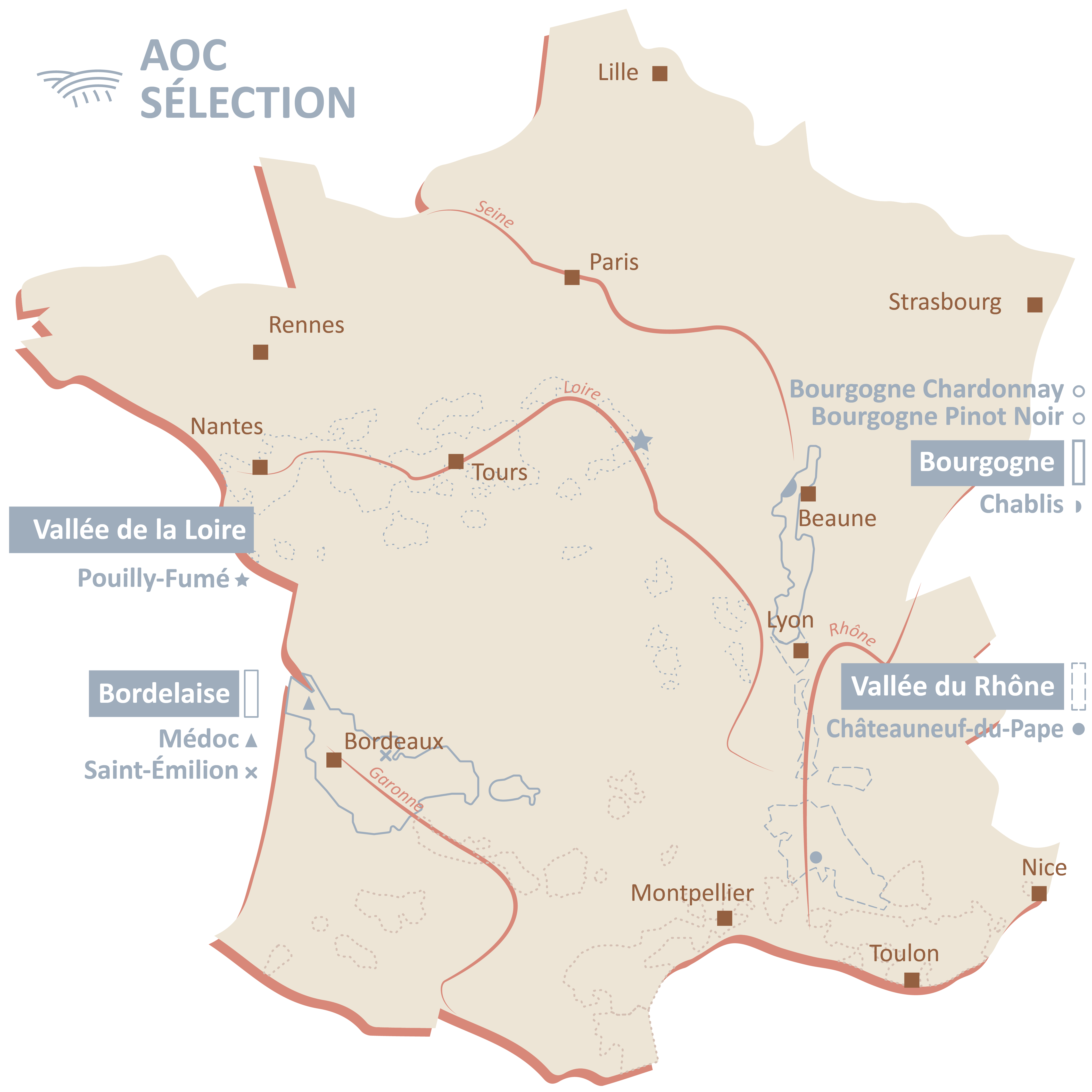 Carte du terroir AOC Sélection
