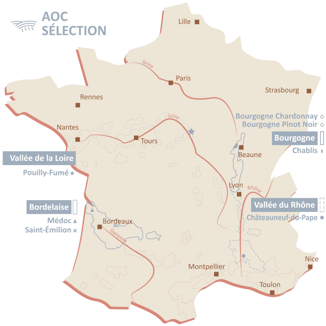 Carte du terroir AOC Sélection